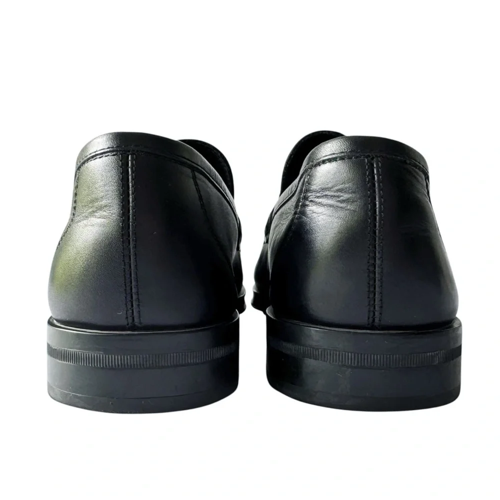 Ferragamo Black Leather Horsebit Loafers | 8